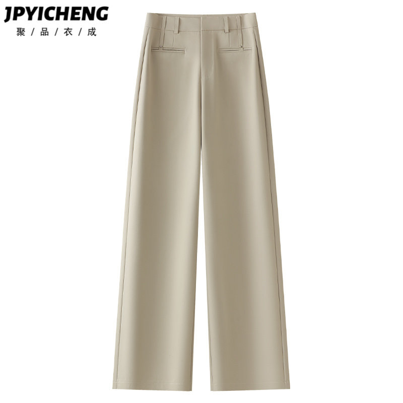 卡其色西装阔腿裤女2025新款夏季爆款休闲垂感高腰直筒裤春秋西裤