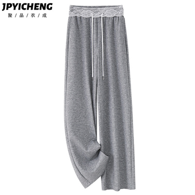 松紧腰休闲百搭聚品衣成长裤蕾丝