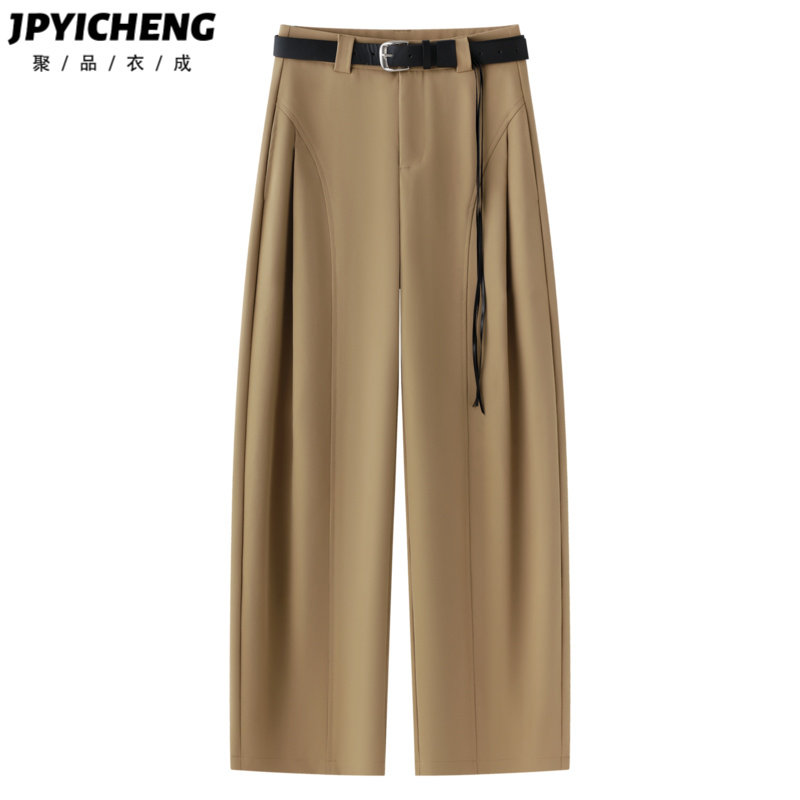 卡其色西装哈伦裤女2025新款冬季休闲显瘦宽松高级垂感阔腿香蕉裤
