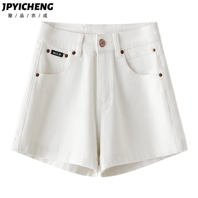 白色牛仔短裤女2025新款冬季爆款天丝直筒阔腿裤高腰A字裤子热裤