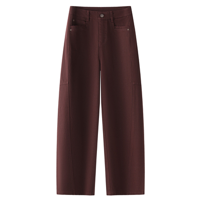 红色天丝哈伦牛仔裤女2025新款秋季高腰显瘦宽松美式复古香蕉裤子