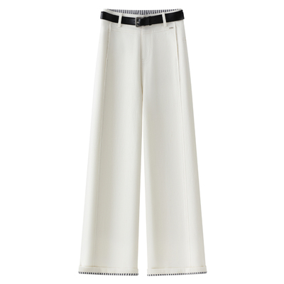 白色休闲阔腿裤女2025新款秋季爆款高腰宽松显瘦垂感拖地直筒长裤