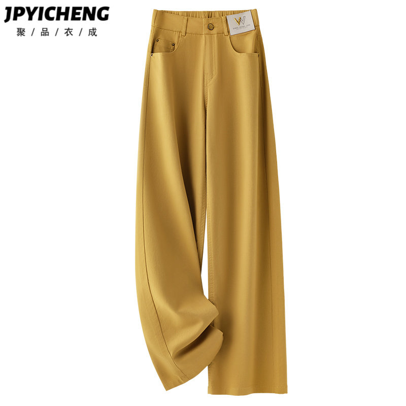 黄色复古直筒牛仔裤女2025新款冬季爆款小个子高腰显瘦九分直筒裤