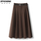 咖色醋酸羊毛A字长裙女2025新款 冬季 高腰垂感大摆半身裙伞裙冬裙