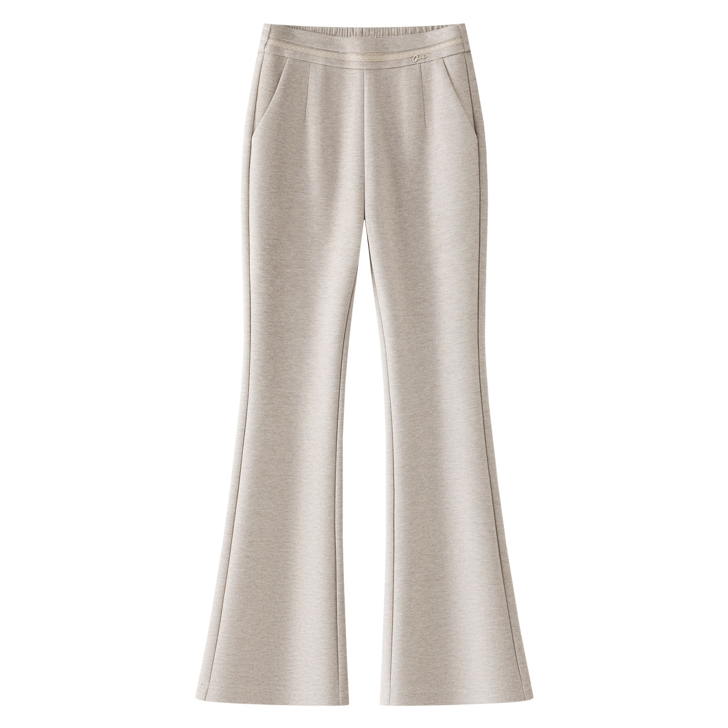 米白色醋酸羊毛呢微喇裤子女2025新款冬季加厚保暖高腰加长喇叭裤