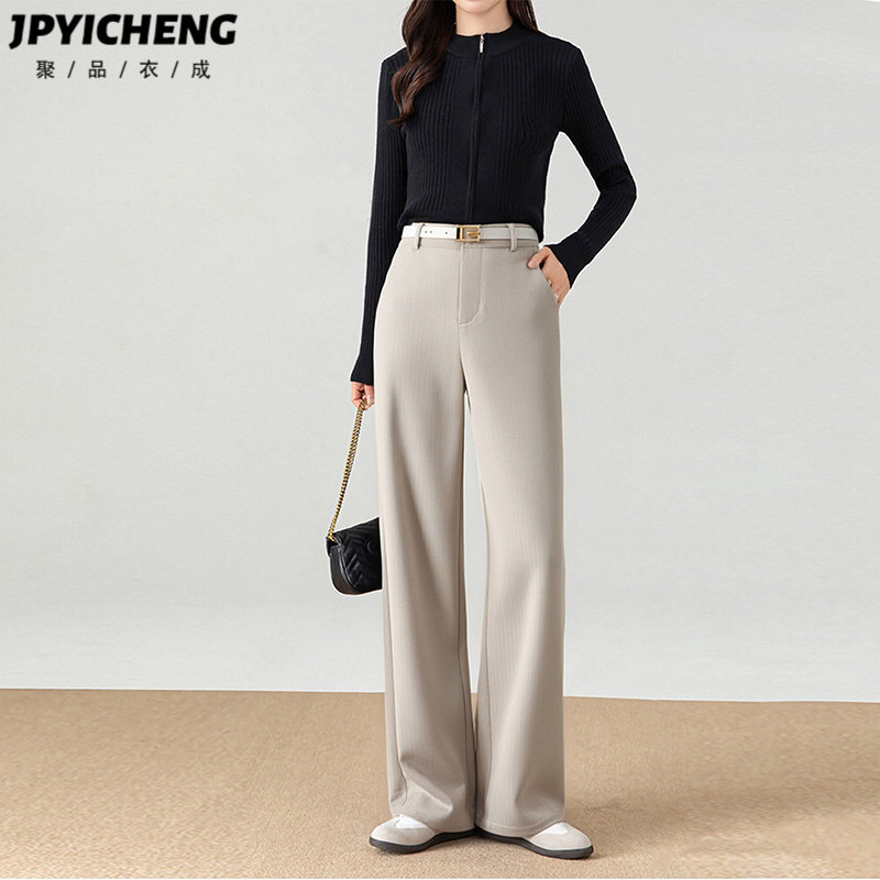 米白色阔腿西装裤女2025新款冬季高腰显瘦休闲垂感九分窄版直筒裤