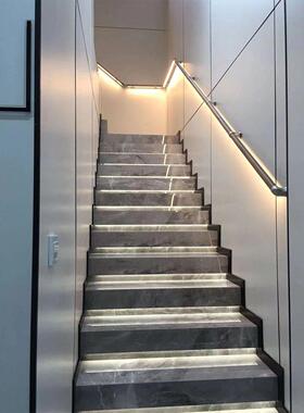 踏步侧装扶手线性灯墙面楼梯带灯光扶手铝合金电梯厢自装楼梯扶手