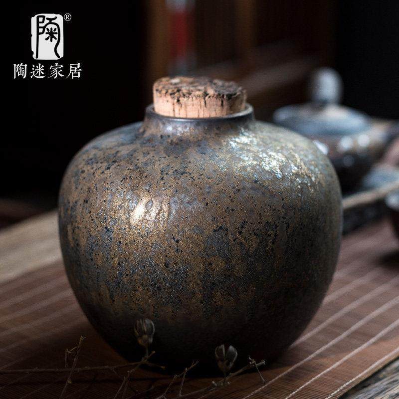 密封茶叶罐鎏金釉复古陶瓷茶苍橡木塞防潮防霉大容量普洱茶罐,餐饮具,茶叶罐,淘宝优惠券,粉丝福利购,淘宝优惠卷