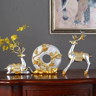 高档轻奢软装 家居创意客厅电视柜新房乔迁送礼 招财鹿情侣摆件欧式