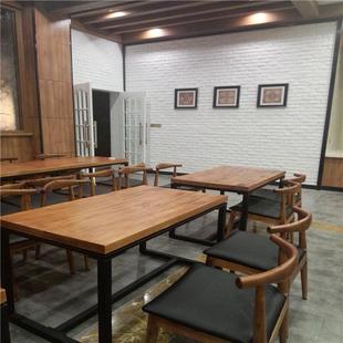 会议桌办公桌 松木书桌 饭店餐桌 餐桌椅组合 复古铁艺实木餐桌