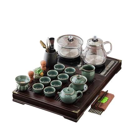 汝窑茶具套装小号一体全自动茶台家用茶海茶道整套客厅茶盘烧水壶