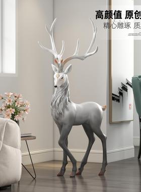 轻奢麋鹿大型客厅落地摆件电视柜旁边家居装饰品乔迁新居开 业送