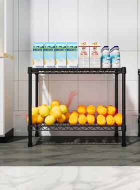 2层黑色分层置物架多功能落地式隔层厨房宿舍卧室双层金属架子