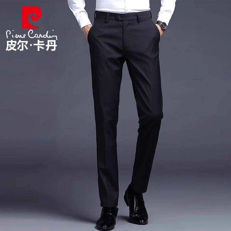 皮尔卡丹2026春季新款男士职业直筒休闲裤商务修身弹力西装长裤