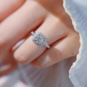 周家六福铂金PT950钻戒女方包群镶天然钻GIA求婚订婚结婚送女友