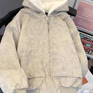 加绒加厚情侣 复古仿水貂毛连帽棉衣棉服男女冬季 16EME NORD美式