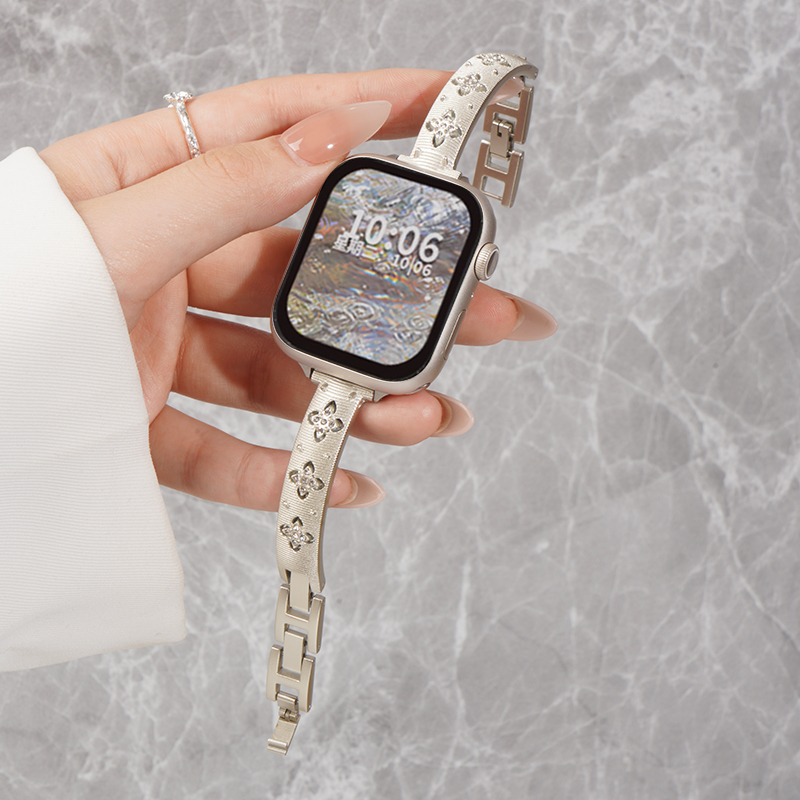 适用iwatch10表带applewatch9布契拉提手镯金属S8细款iwatch7代智能se女款夏季6高级感腕表替换链iphone腕带