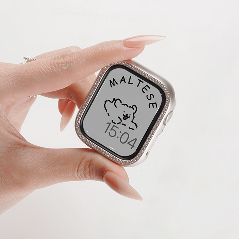 适用苹果iwatch8保护壳S9镶钻S8智能手表iwatch9半包套S7表带7女S7夏季SE6创意10高级S65代4新款防摔S10腕带