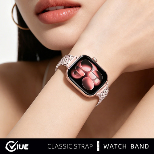 适用苹果iwatchs11手表带applewatchs10麦穗编织金属s9磁吸扣s8夏天新款s7女生高级感小众s6智能替换se腕表带