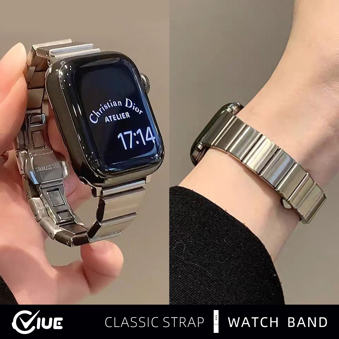 适用iwatch11表带S10苹果手表applewatch9新款夏天S12小蛮腰智能S8金属7合金间色S7透气S6代SE女款高级腕带