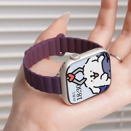 适用苹果S10手表iwatch9表带applewatch10回环磁吸S10硅胶S8腕带女款SE运动S7运动高级链春夏ultra替换腕带