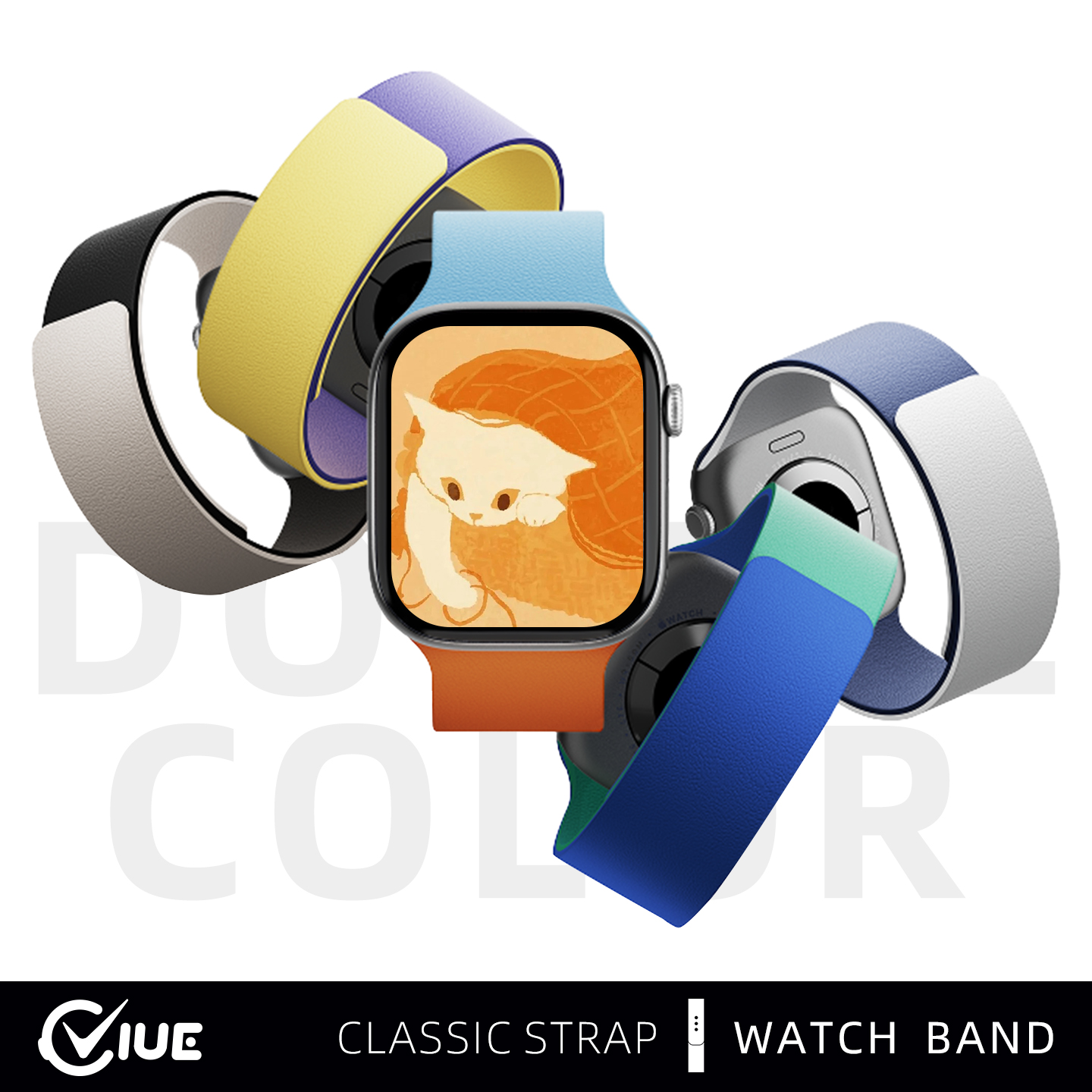 适用苹果apple watch S11手表表带s10荔枝纹硅胶s9磁吸ultra3秋冬男女新款s7智能替换腕表se高级感49mm运动