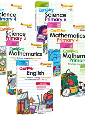 SAP新加坡科学数学PSLE模拟卷 Conquer Science Simulated Examination Papers 小学英语数学科学练习册 攻克系列 英文原版教辅