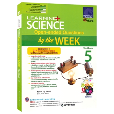 SAP 新加坡5年级科学练习册 Learning Science Open-Ended Questions By The Week Workbook 5 开放问答题每周一练 英文原版教辅