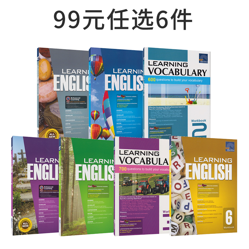 【99元6件】 新加坡数学英语 SAP 英文原版进口儿童图书 小学英语数学教辅 小学生英语课外阅读读物 数学 词汇 数数 幼儿园 小学