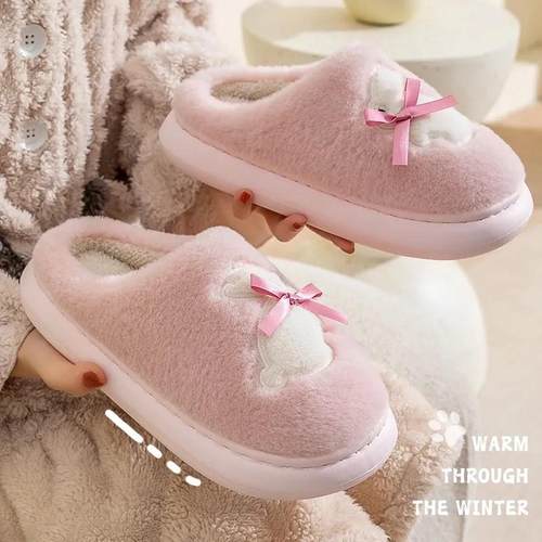 毛绒棉拖鞋女士秋冬季家居室内2025新款厚底家用保暖防滑情侣棉拖