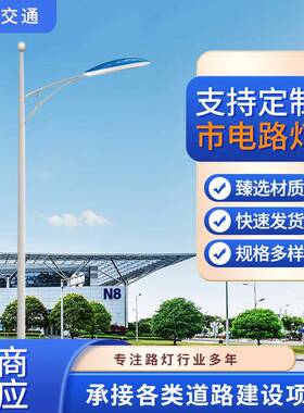 LED市电路灯5米6米7米8米大功率市政工程乡村单双臂道路灯