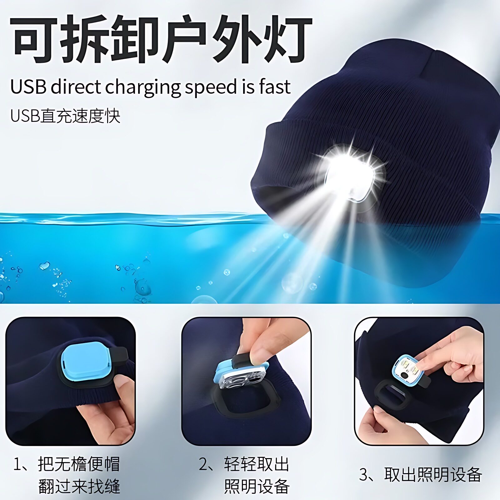 带灯帽子可充电个性照明头灯