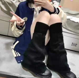 纯色针织堆堆长袜女Y2K辣妹