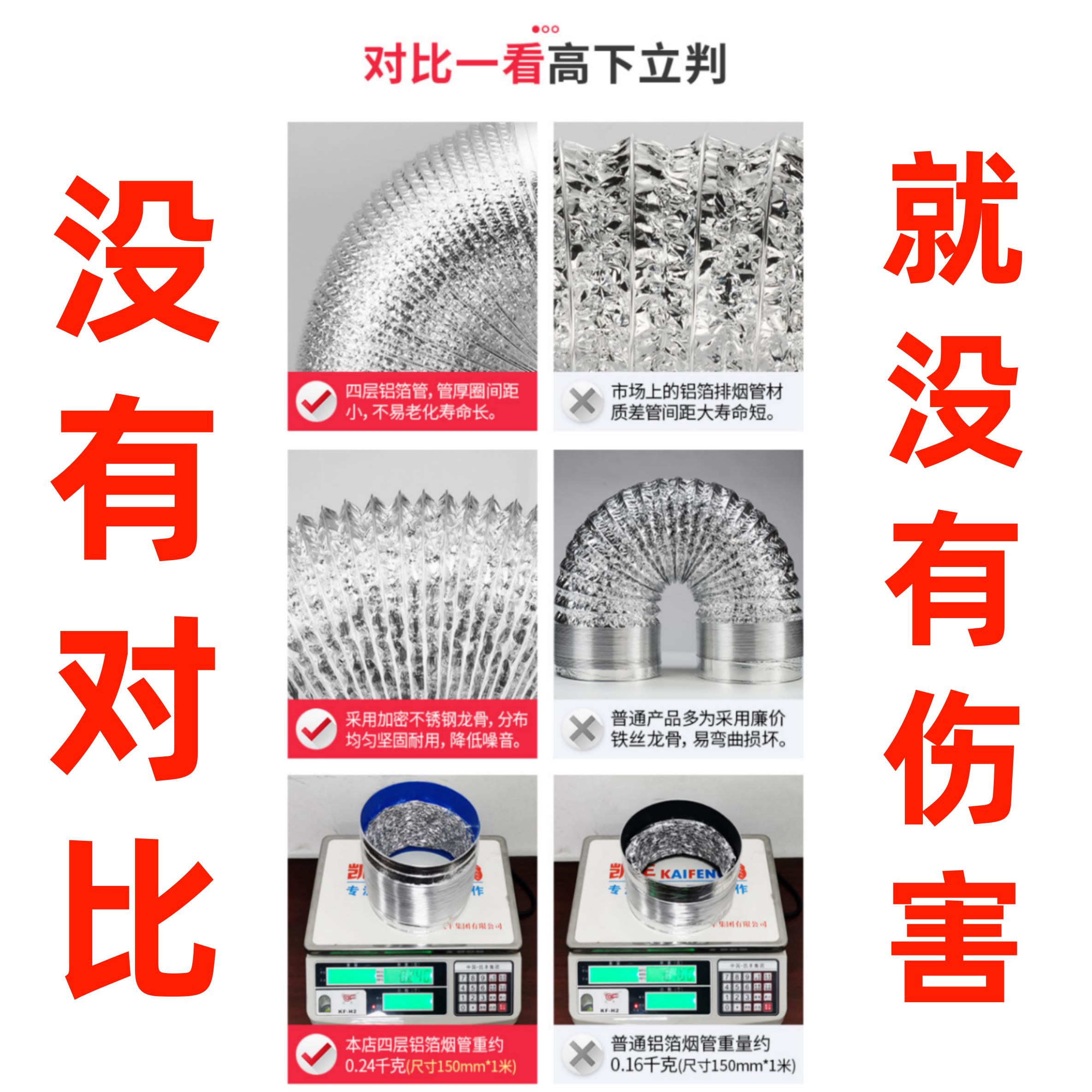 400商用200/250/300/350抽油烟机排烟管铝箔伸缩风管道配件