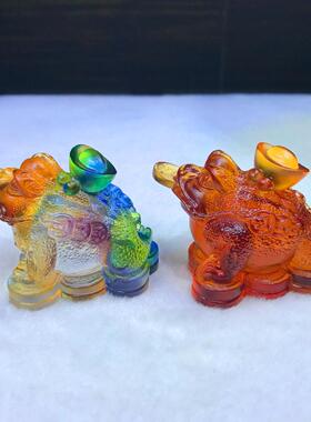 招财小金蟾摆件琉璃工艺品三足元宝金蟾蜍客厅家居装饰创意小礼品