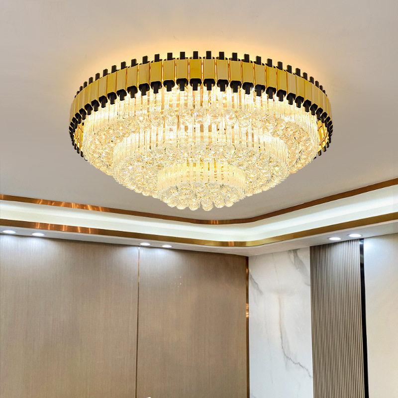 水晶灯客厅灯圆形吸顶灯现代简约餐厅灯欧式大气卧室灯温馨灯具