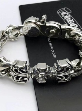 字架手链男潮欧美复古手链粗 霸气十字架手链男潮欧美复古手链粗