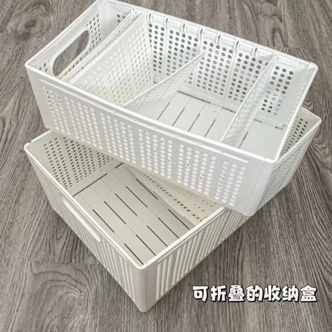 多功能折叠收纳筐带分隔板卧室衣柜大容量储物筐正方形杂物整理筐