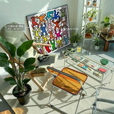 港画 凯斯哈林KeithHaring街头涂鸦抽象M艺术装饰画卧室床头装饰
