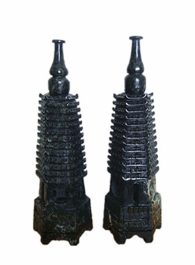 天然南阳独d山玉宝塔摆件独玉玉石墨玉13层文昌塔家居工艺品摆设