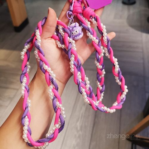 手机挂绳长款斜挎可背编织带子男女户外登山挂链时尚W珍珠结实耐