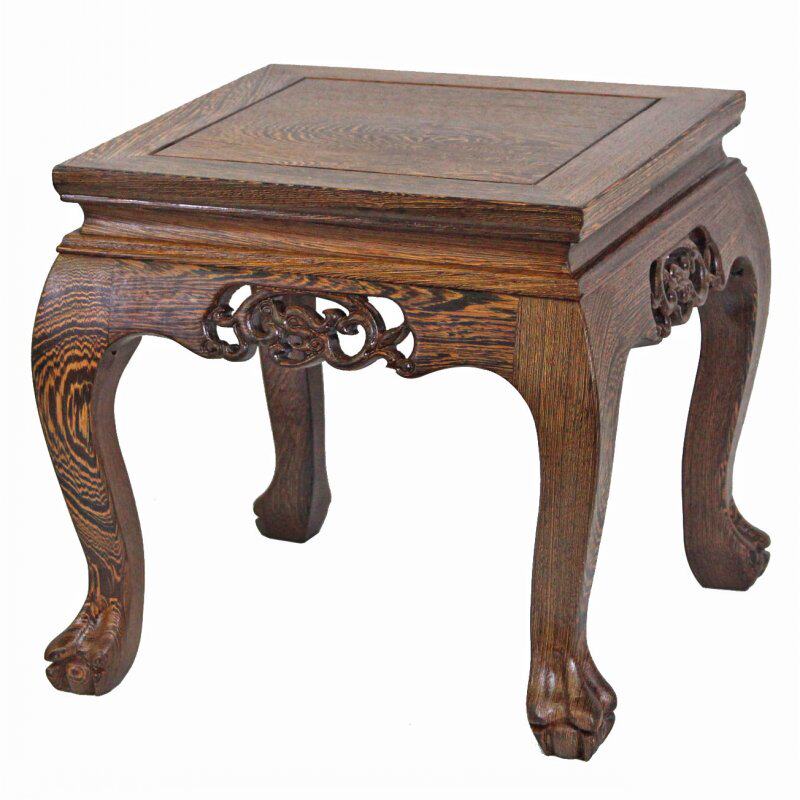 红木小花架榫卯工艺品奇玉石盆景底座鸡翅木正方形W矮凳小方凳子