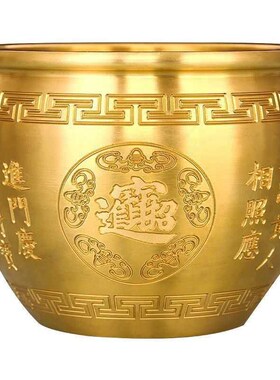 黄铜米缸百福缸铜聚财铜s招财进宝铜缸存钱罐聚宝盆摆件守财百福