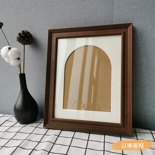以琳相框复古棕色来图定制门型来图照片摆台油画棒U画框水彩画彩