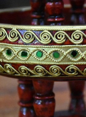 泰国木雕a水果盘东南亚工艺品客厅茶几摆件实木镂空复古家居装饰