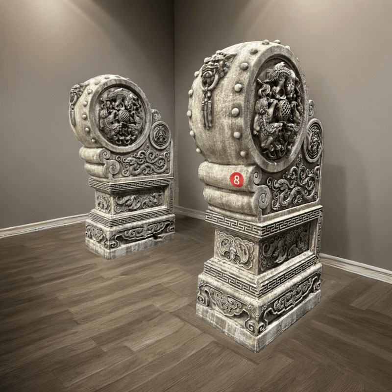 门墩抱鼓石大理石仿古做旧庭院别墅E门口装饰摆件石雕门当户对石