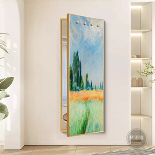 莫奈日出隐藏式全身镜翻开带挂z钩玄关暗藏式可关闭推拉穿衣镜挂