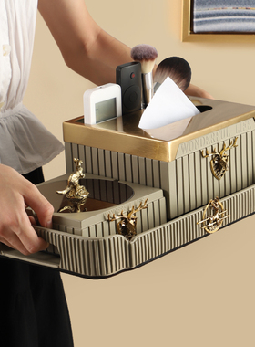 简约轻奢风收纳套装客厅茶几装饰C品纸巾盒烟灰缸创意家用桌面摆