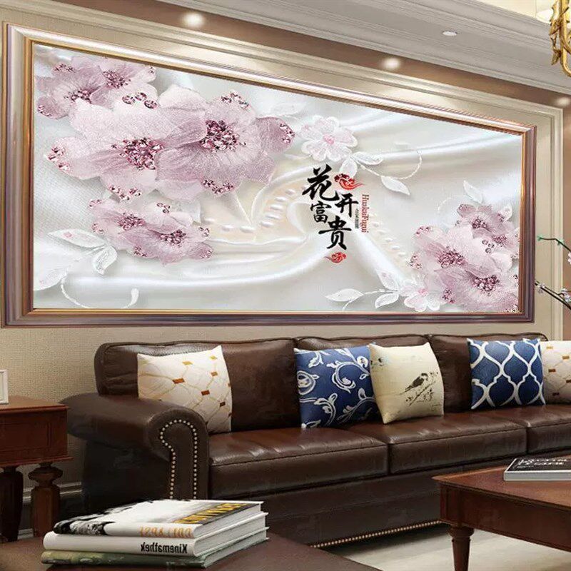 5d钻石画2023年新款满钻花开富贵牡丹I大幅客厅粘点贴砖水晶十字