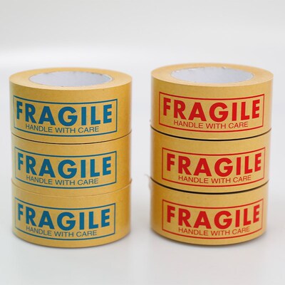 警示语FRAGILE免水牛皮纸封箱C胶带包装封口胶纸电商快递手撕胶纸